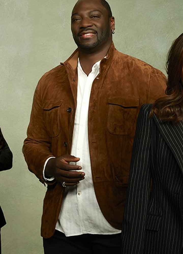 THE FIX (SEVVY JOHNSON) ADEWALE AKINNUOYE-AGBAJE BROWN JACKET    